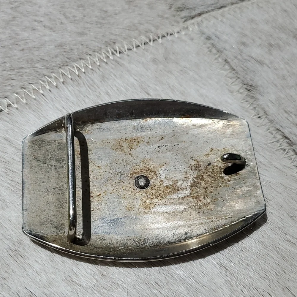 Vintage Silver Bullhead Longhorn Belt Buckle